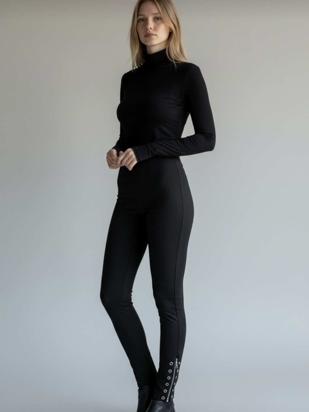High-Rise Black Ponte Leggings